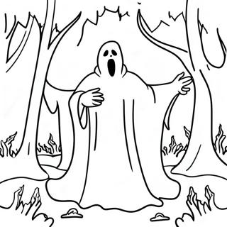 Pagina Da Colorare Di Ghostface In Una Foresta Spettrale 802-642