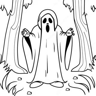 Pagina Da Colorare Di Ghostface In Una Foresta Spettrale 802-644