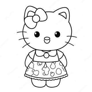 Pagina Da Colorare Di Hello Kitty In Un Vestito Carino 8406-6890