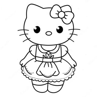 Pagina Da Colorare Di Hello Kitty In Un Vestito Carino 8406-6891