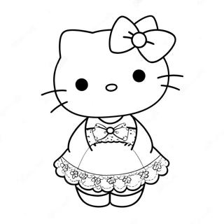 Pagina Da Colorare Di Hello Kitty In Un Vestito Carino 8406-6892