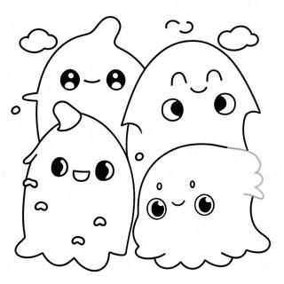 Pagina Da Colorare Dei Simpatici Fantasmi Kawaii Di Halloween 8476-6947