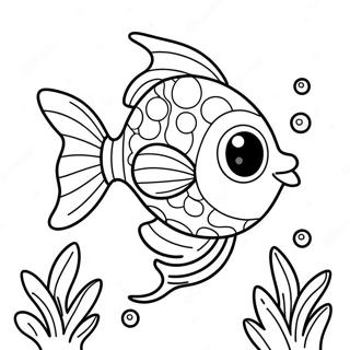 Pagina Da Colorare Di Un Pesce Cartone Animato Carino Che Nuota 8666-7099