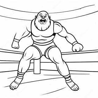 Pagina Da Colorare Di Un Wrestler 3d Che Salta Sullavversario 9037-7385