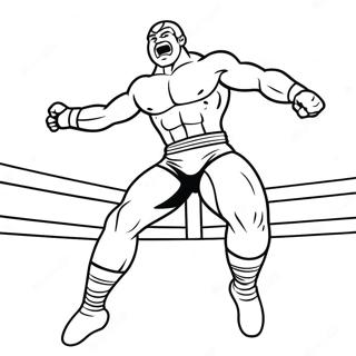 Pagina Da Colorare Di Un Wrestler 3d Che Salta Sullavversario 9037-7387