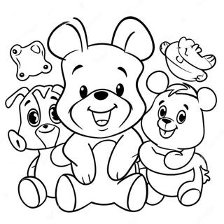 Adorabile Baby Winnie The Pooh Con Amici Pagina Da Colorare 9077-7418