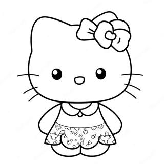 Pagina Da Colorare Di Hello Kitty In Un Vestito Carino 9217-7529