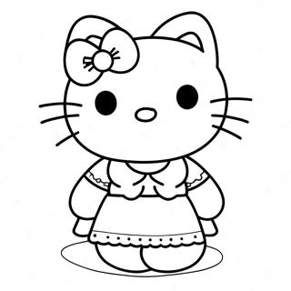 Pagina Da Colorare Di Hello Kitty In Un Vestito Carino 9217-7530