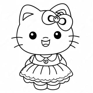 Pagina Da Colorare Di Hello Kitty In Un Vestito Carino 9217-7531