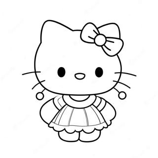 Pagina Da Colorare Di Hello Kitty In Un Vestito Carino 9217-7532