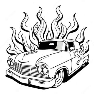 Pagina Da Colorare Di Un Lowrider Classico Con Fiamme 9567-7805