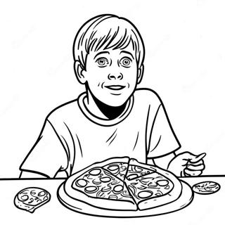 Kevin Mccallister Con Pizza Da Colorare 9677-7894