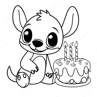 Pagina Da Colorare Di Stitch Con La Torta Di Compleanno 9697-7912